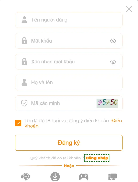 Thao tác đăng ký Fun79